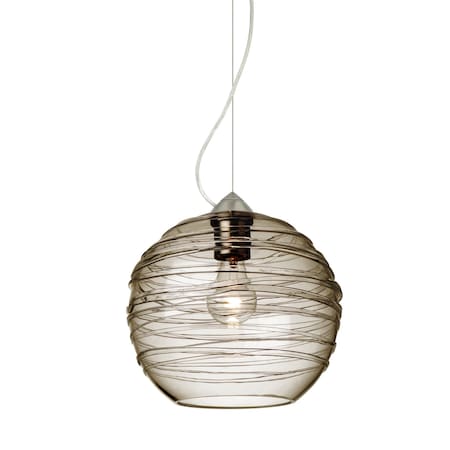 Besa Lighting Wave 10 Cord Pendant, Smoke, Satin Nickel Finish, 1x60W Incandescent 1KX-462702-SN